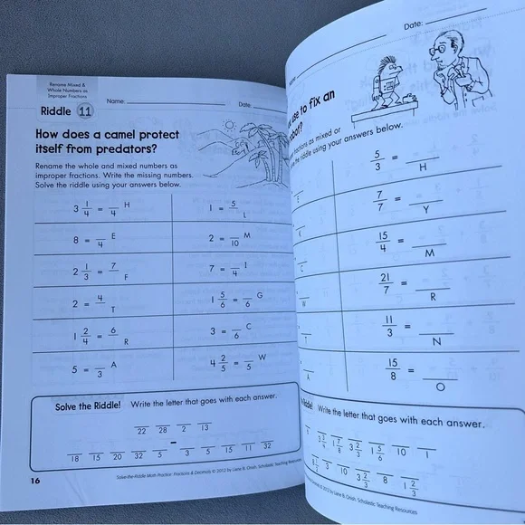 Solve The Riddle Math Practice Fractions & Decimals ~ 50 Reproducible Sheets - Picture 3 of 5
